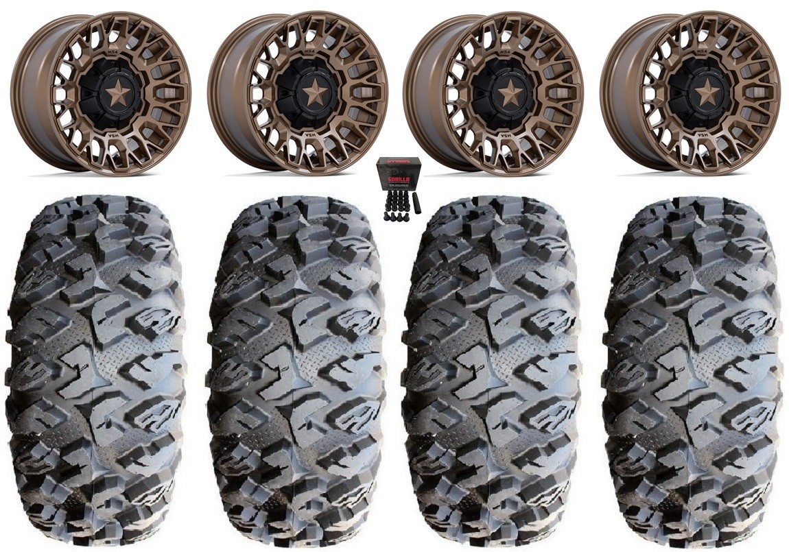 MSA Clubber 14″ Wheels Bronze 27″ MotoClaw Tires Yamaha YXZ (2019+)