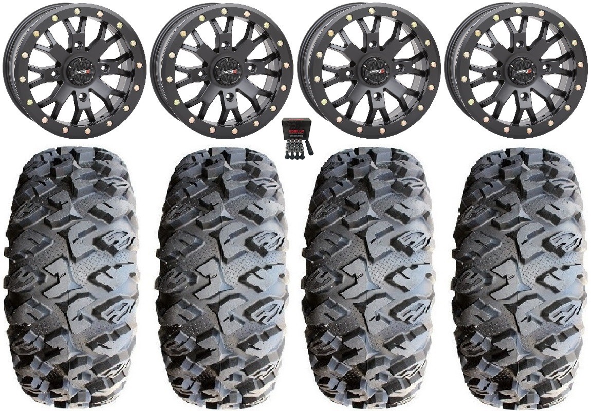 System 3 SB-4 Black (6+1) 14″ Wheels 30″ MotoClaw Tires RZR XP 1000 / PRO XP