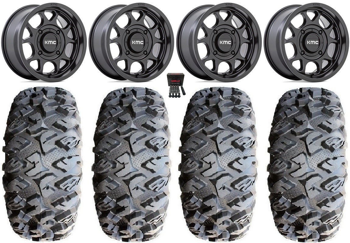 KMC Toro S 15″ Wheels Black 31″ MotoClaw Tires Textron Wildcat XX