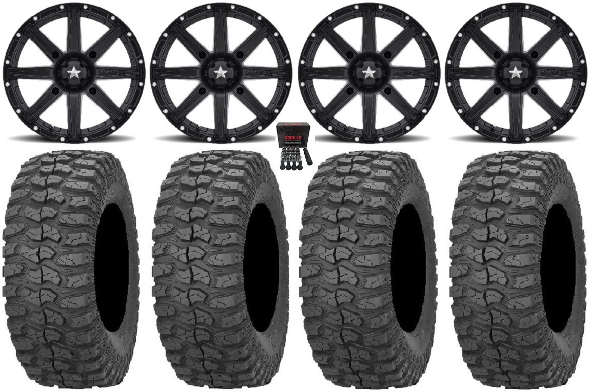 MSA Black Clutch 14″ ATV Wheels 28″ Rock-A-Billy Tires Can-Am Renegade Outlander