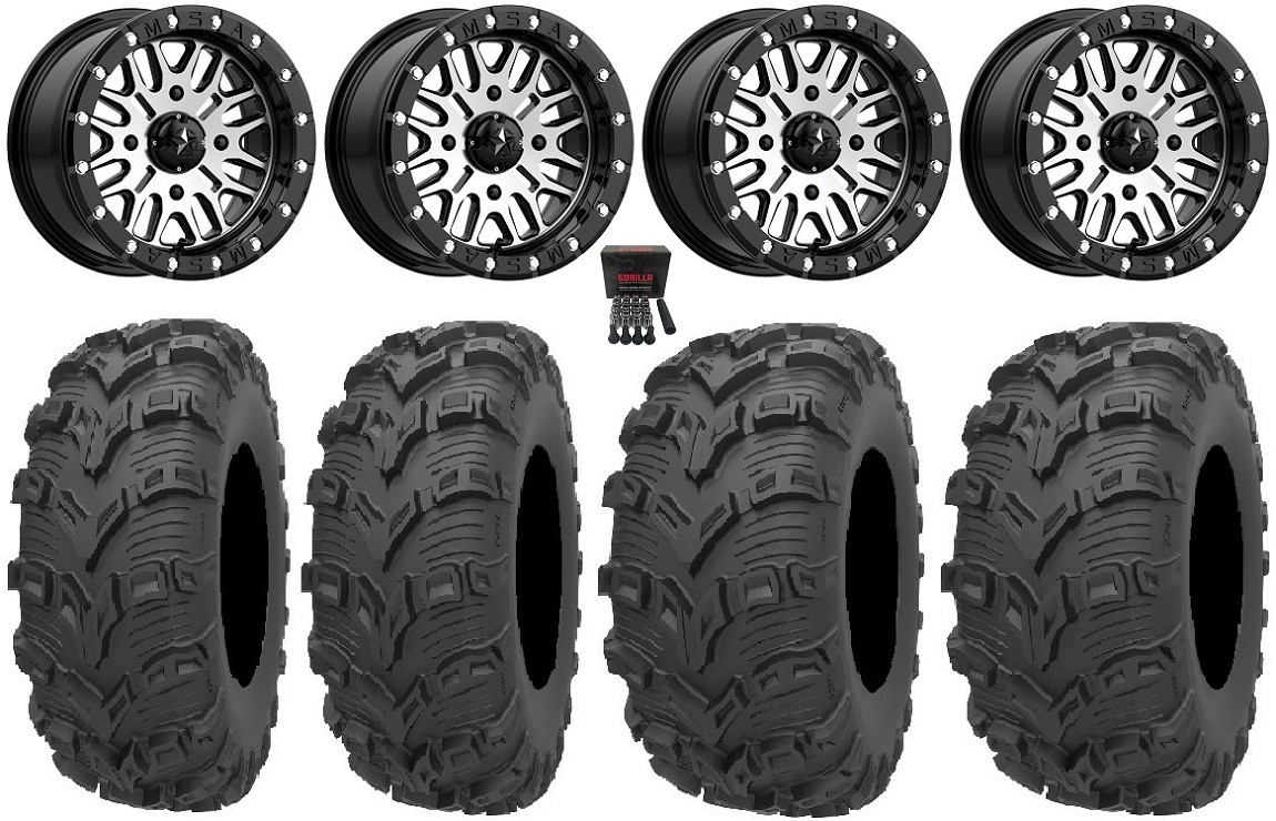 MSA Brute Beadlock 14″ UTV Wheels 28″ Bear Claw EVO Tires Polaris Ranger XP 9/1K