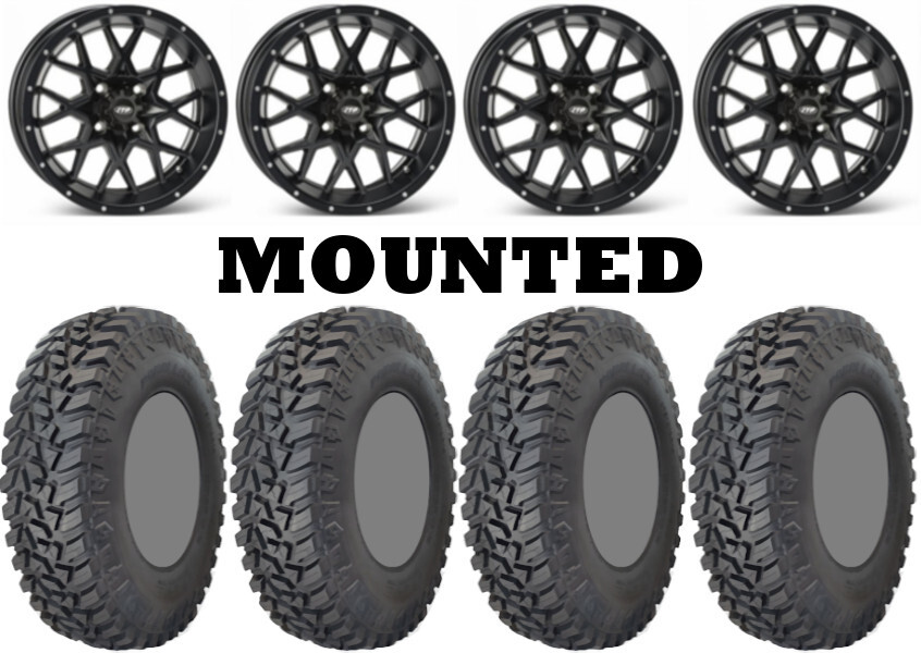 Kit 4 GBC Kanati Mongrel SQ Tires 33×10-15 on ITP Hurricane Matte Black FXT