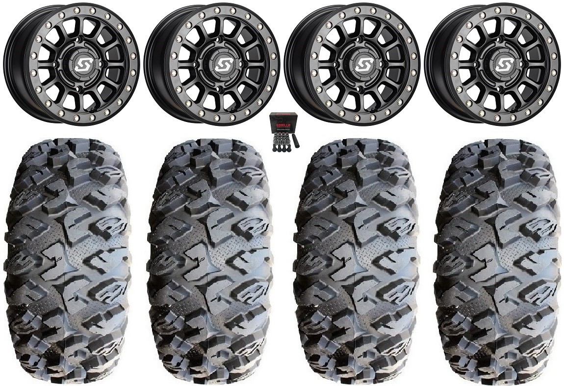 Sedona Sano Beadlock 14″ Wheels Black 32″ MotoClaw Tires Textron Wildcat XX