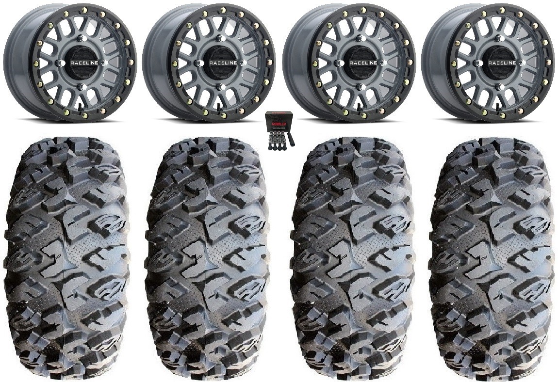 Raceline Podium Bdlk 15″ Gy Wheels 31″ MotoClaw Tires Polaris Ranger XP 9/1K