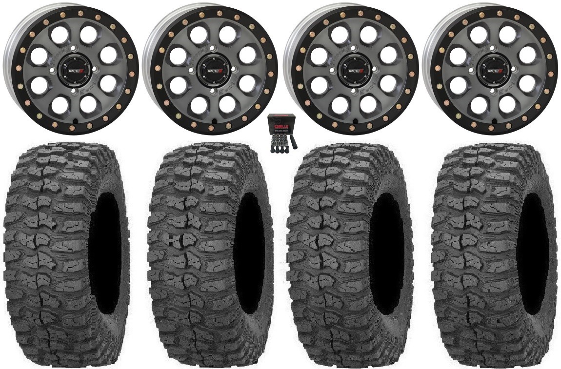 System 3 SB-7 14″ Wheels Ti (4+3) 28″ Rock-A-Billy Tires Kawasaki Teryx Mule