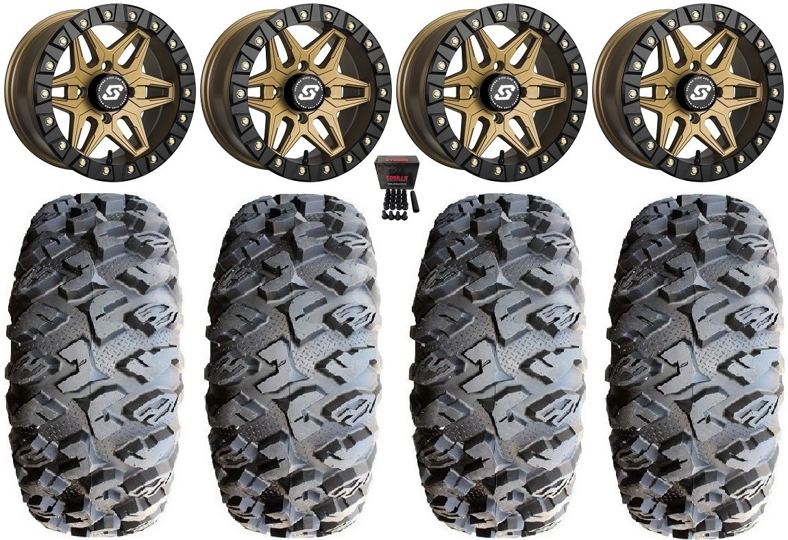 Sedona Split 6 Bdlk 15″ Br Wheels 31″ MotoClaw Tires Can-Am Commander Maverick