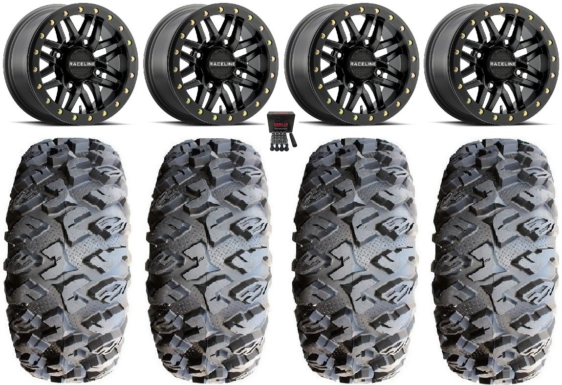 Raceline Ryno Bdlk 14″ Bk Wheels 32″ MotoClaw Tires Textron Wildcat XX