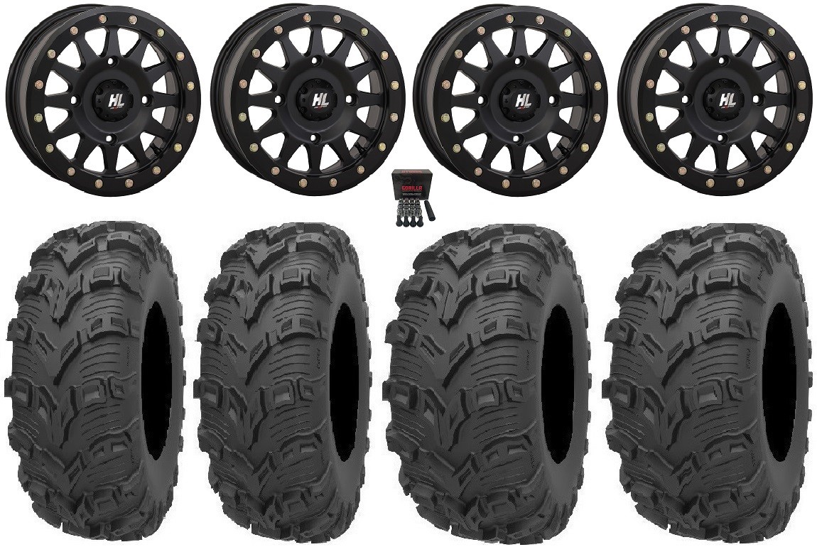 High Lifter HLA1 Bdlk 14″ Wheels Bk 28″ Bear Claw EVO Tires Renegade Outlander