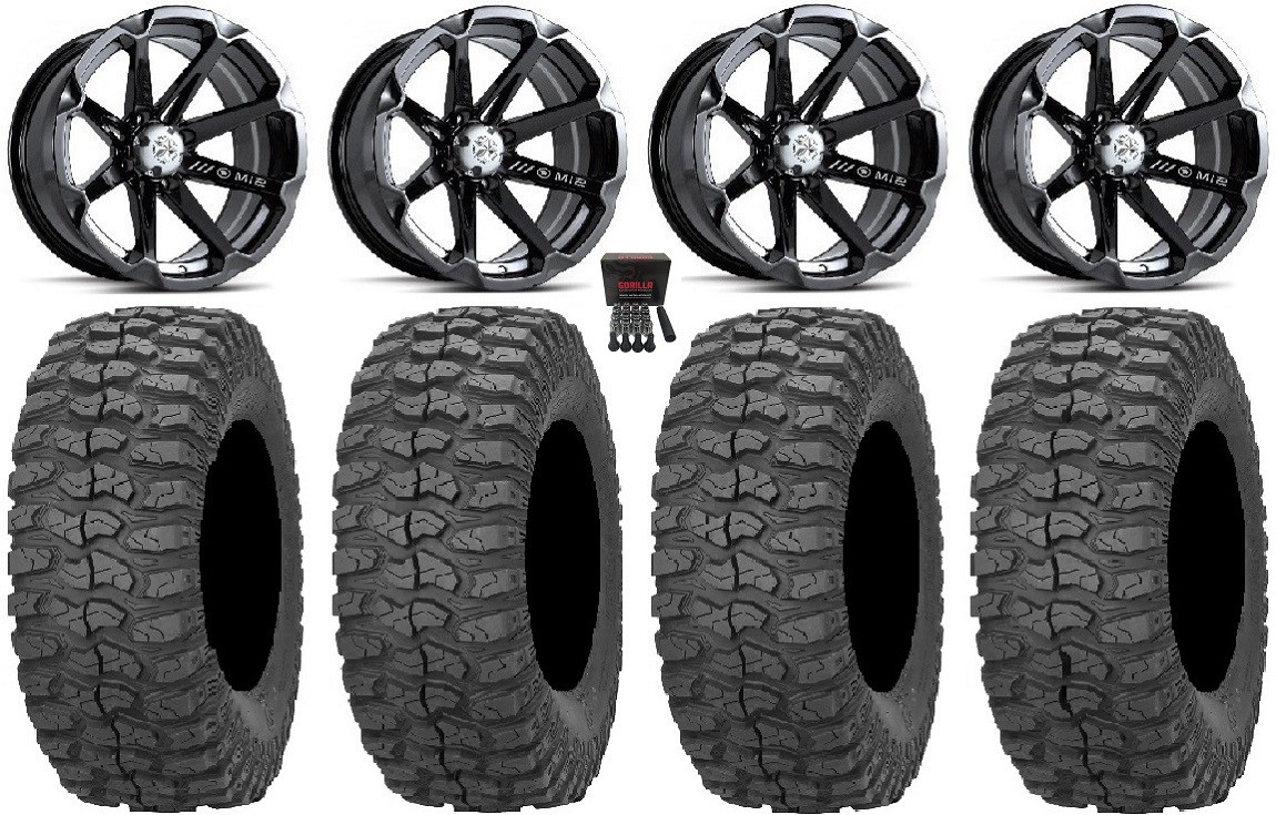 MSA Black Diesel 14″ UTV Wheels 30″ Rock-A-Billy Tires Honda Pioneer
