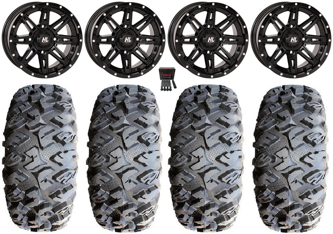 High Lifter HL22 14″ Wheels Black 28″ MotoClaw Tires RZR Turbo S / RS1
