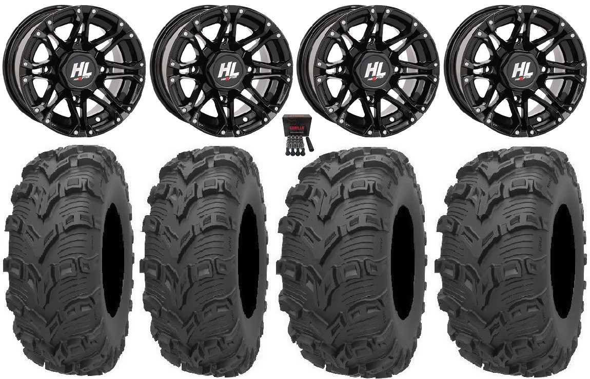 High Lifter HL3 14″ Wheels Black 28″ Bear Claw EVO Tires Pioneer 1000 / Talon