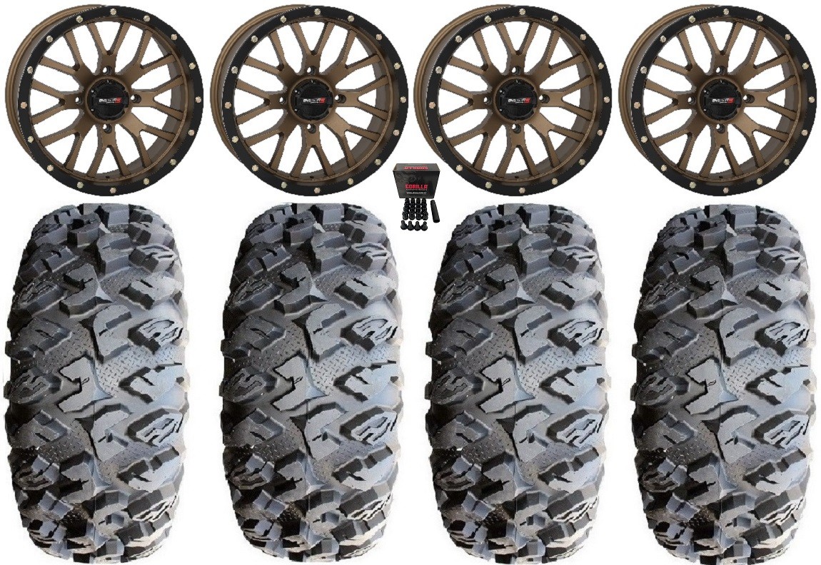 System 3 ST-3 Bronze 18″ Wheels 33″ MotoClaw Tires Polaris Ranger XP 9/1K