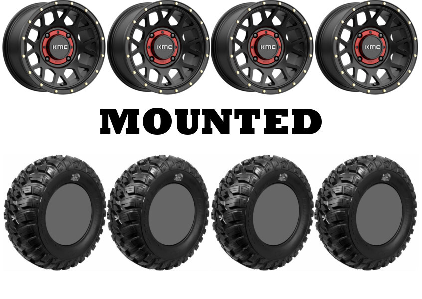 Kit 4 GBC Kanati Mongrel Tires 32×10-14 on KMC KS135 Grenade Black Wheels POL