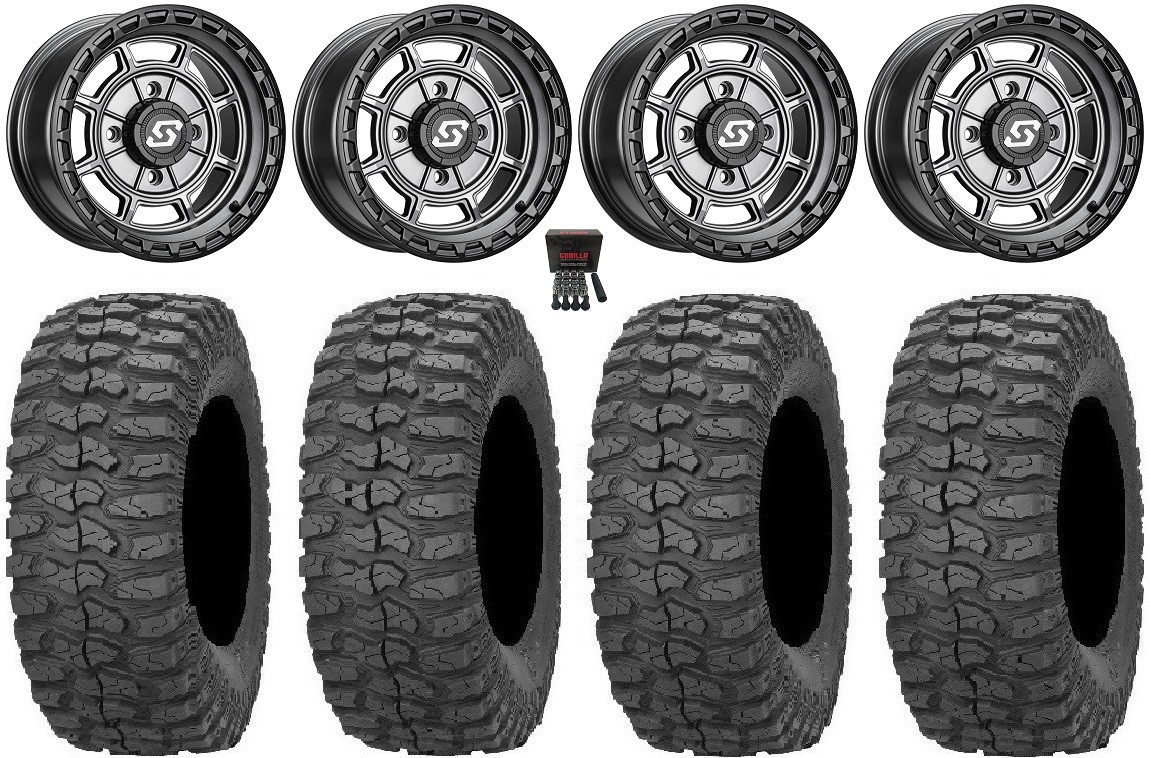 Sedona Rift 15×6 Wheels Grey 32″ Rock-A-Billy Tires Polaris Sportsman / RZR /