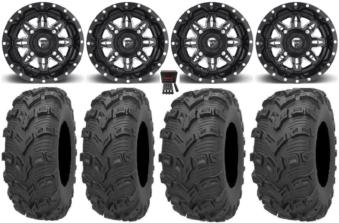 Fuel Lethal Black 14″ Wheels 28″ Bear Claw EVO Tires Polaris Sportsman / RZR /