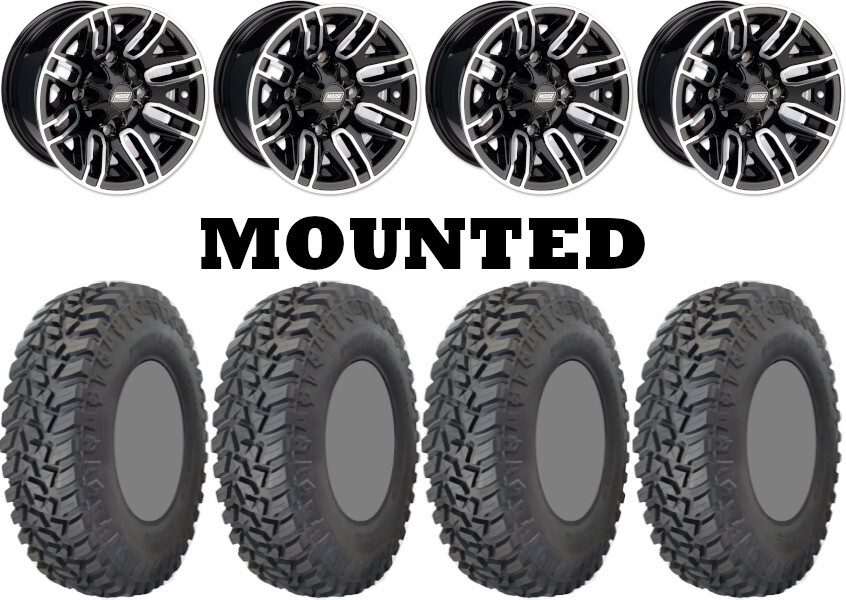 Kit 4 GBC Kanati Mongrel SQ Tires 31×10-14 on Moose 112X Black Wheels HP1K