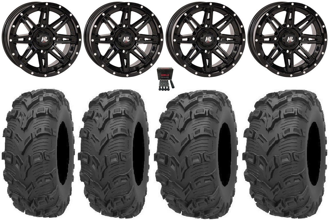 High Lifter HL22 14″ Wheels Black 26″ Bear Claw EVO Tires Renegade Outlander