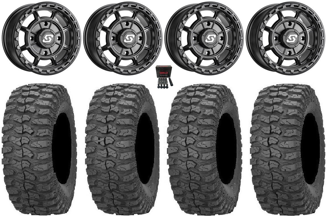 Sedona Rift 15×6 Wheels Black 32″ Rock-A-Billy Tires RZR Turbo S / RS1