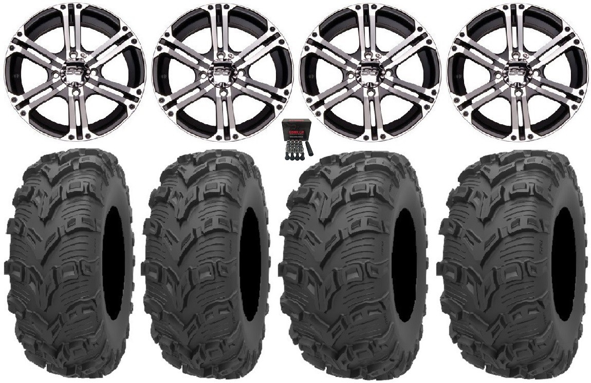 ITP SS212 12″ Wheels Machined 27″ Bear Claw EVO Tires Yamaha Grizzly Rhino