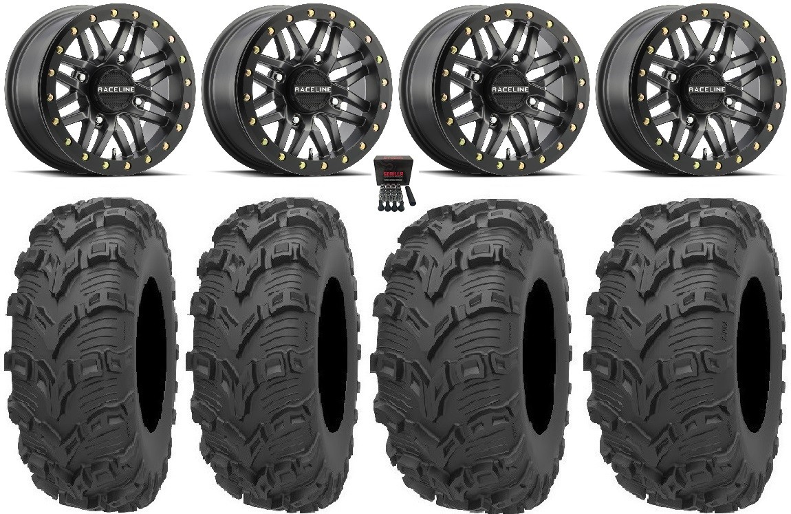Raceline Ryno Bdlk 14″ Gm Wheels 28″ Bear Claw EVO Tires Polaris Sportsman /