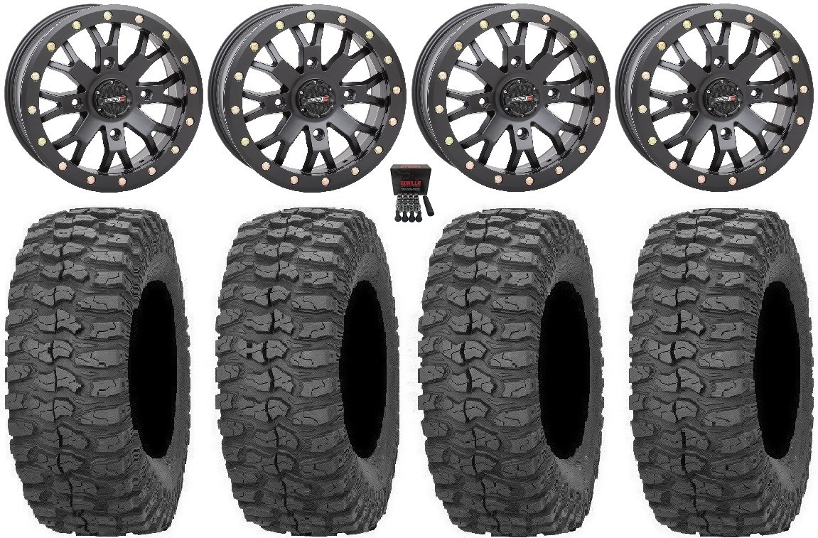 System 3 SB-4 Black (6+1) 14″ Wheels 28″ Rock-A-Billy Tires Can-Am Maverick X3