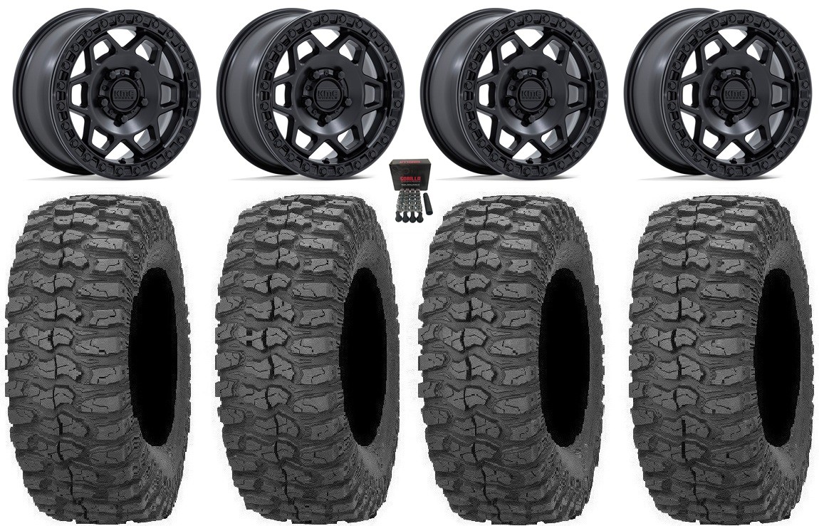 KMC Torx Bdlk 15″Wheels Bk +0mm 32″Rock-A-Billy Tires Polaris RZR Turbo R&Pro R