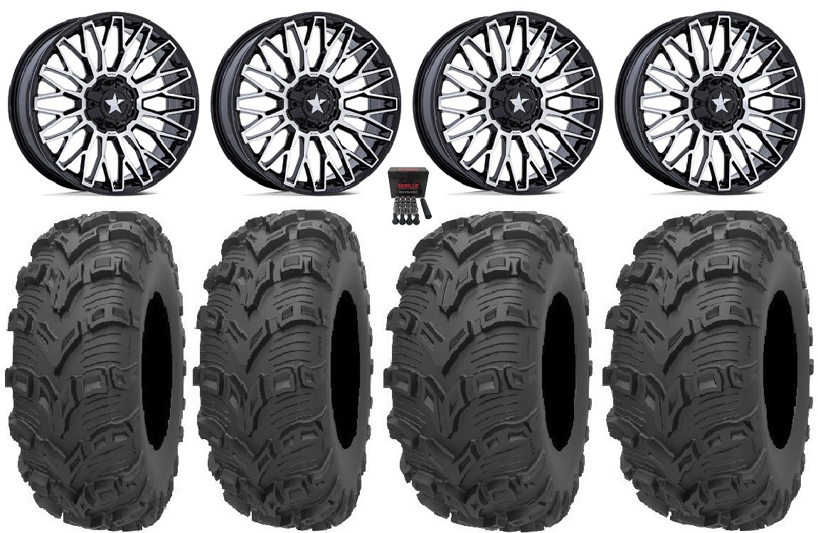 MSA Clubber 14″ Wheels Machined 26″ Bear Claw EVO Tires RZR Turbo S / RS1