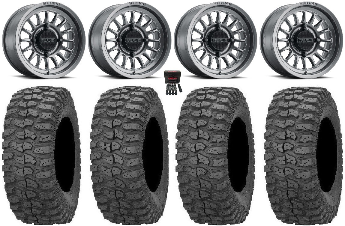 Method 411 14″ Ti Wheels 32″ Rock-A-Billy Tires Polaris RZR XP 1000 / PRO XP