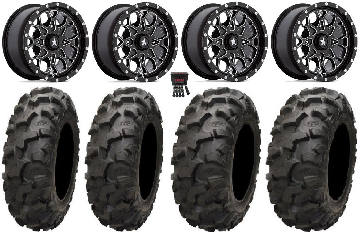 MSA Portal 14″ Wheels Milled 30″ Blackwater Tires Honda Pioneer 1000 / Talon