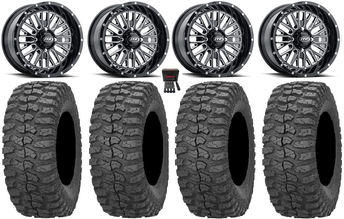 ITP Momentum 14″ Wheels Milled 28″ Rock-A-Billy Tires Honda Pioneer