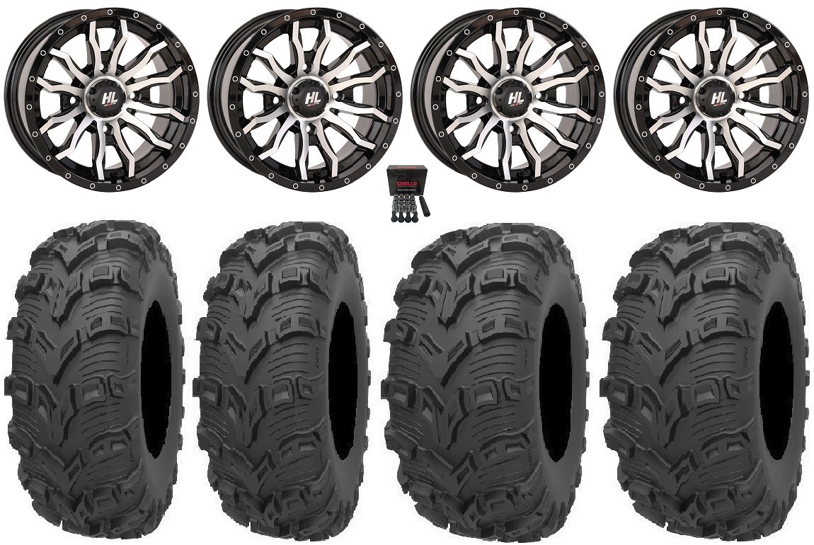 High Lifter HL21 14″ Wheels Machined 28″ Bear Claw EVO Tires Can-Am Defender