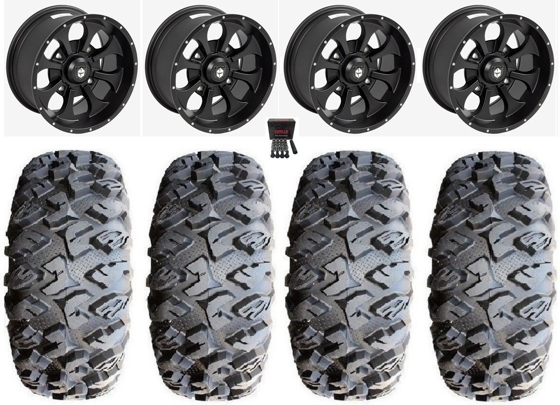 Pro Armor Knight 15″ Wheels Black 31″ MotoClaw Tires Pioneer 1000 / Talon