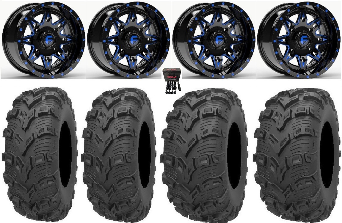 Fuel Lethal Blue 14″ Wheels 26″ Bear Claw EVO Tires Polaris RZR Turbo S / RS1