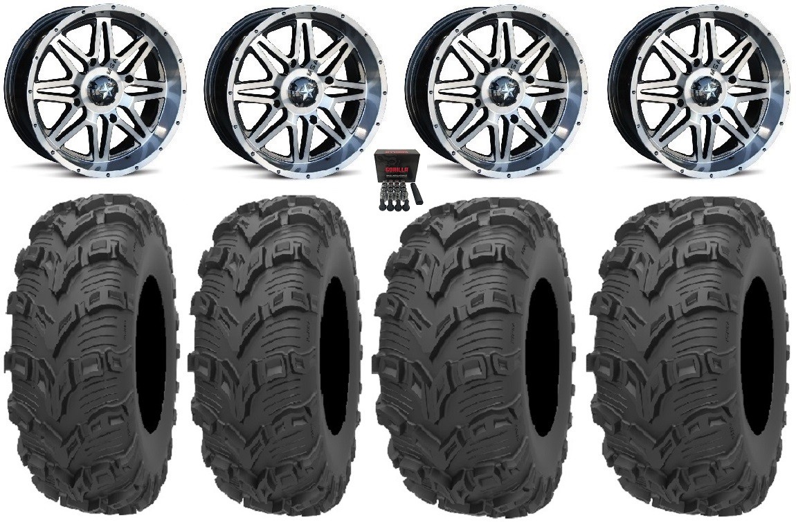 MSA DT Vibe 14″ ATV Wheels 28″ Bear Claw EVO Tires Polaris Sportsman / RZR /