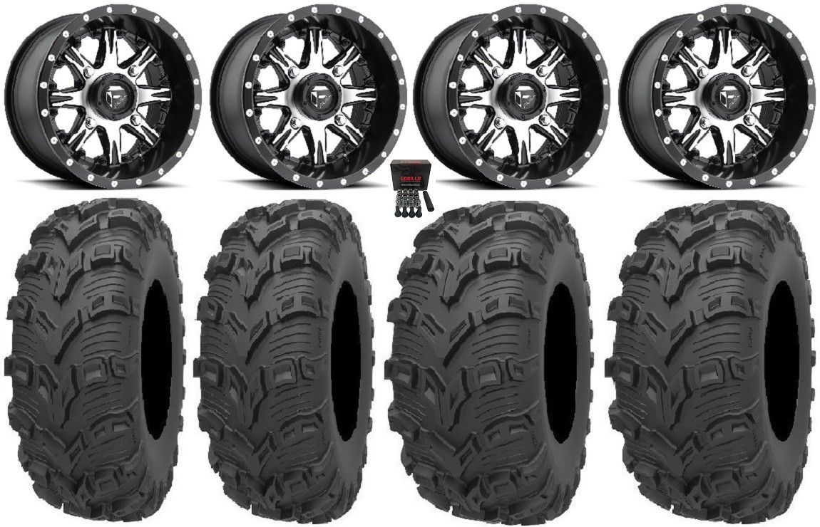 Fuel Nutz Black 14″ Wheels 28″ Bear Claw EVO Tires Textron Wildcat XX