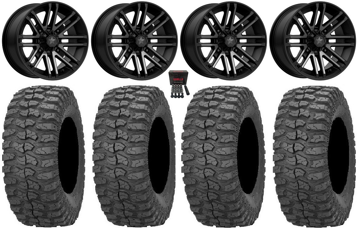 MSA Black Rogue 14″ ATV Wheels 30″ Rock-A-Billy Tires Renegade Outlander
