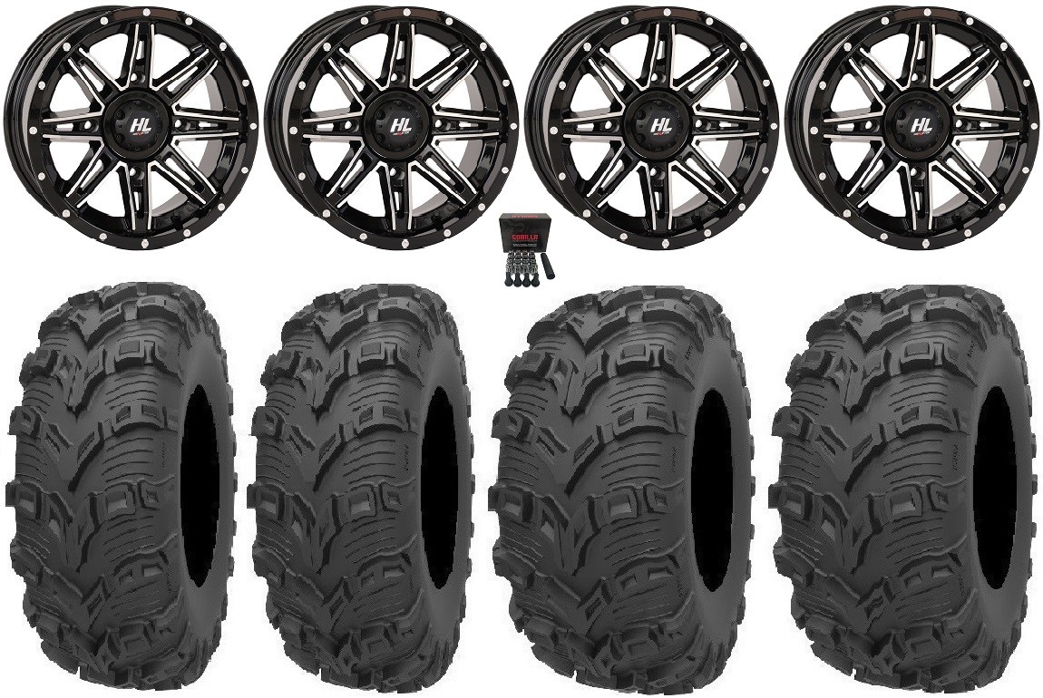High Lifter HL22 14″ Wheels Machined 28″ Bear Claw EVO Tires Renegade Outlander