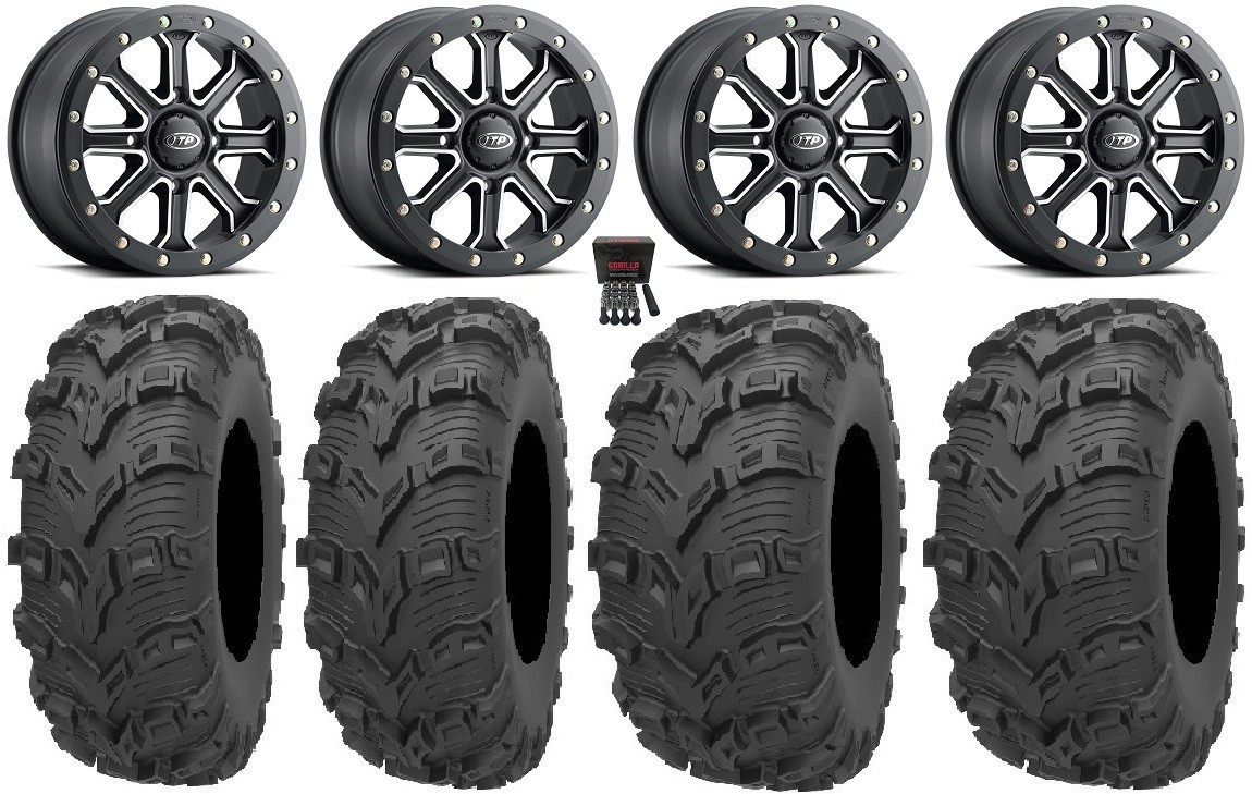 ITP Inertia Bdlk 14″ Wheels Bk +40mm 28″ Bear Claw EVO Tires Ranger XP 9/1K