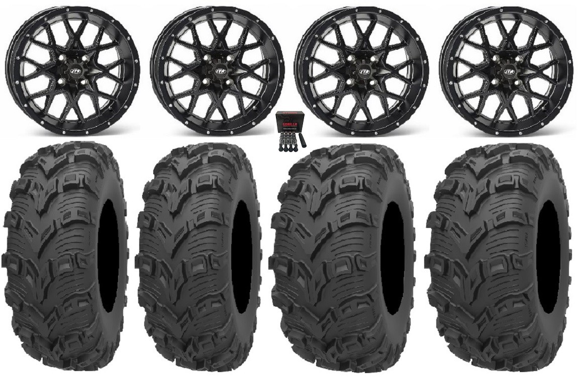 ITP Hurricane 14″ Wheels Black 26″ Bear Claw EVO Tires Can-Am Renegade Outlander