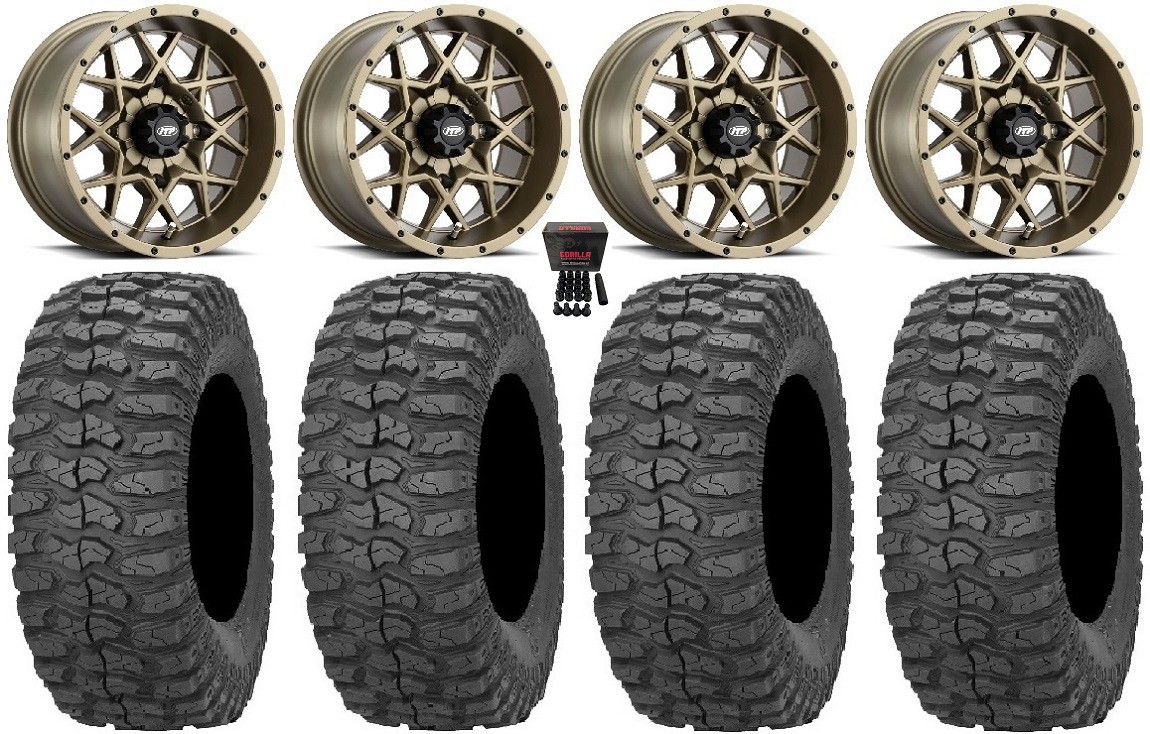 ITP Hurricane 14″ Wheels Bronze 30″ Rock-A-Billy Tires Can-Am Commander Maverick