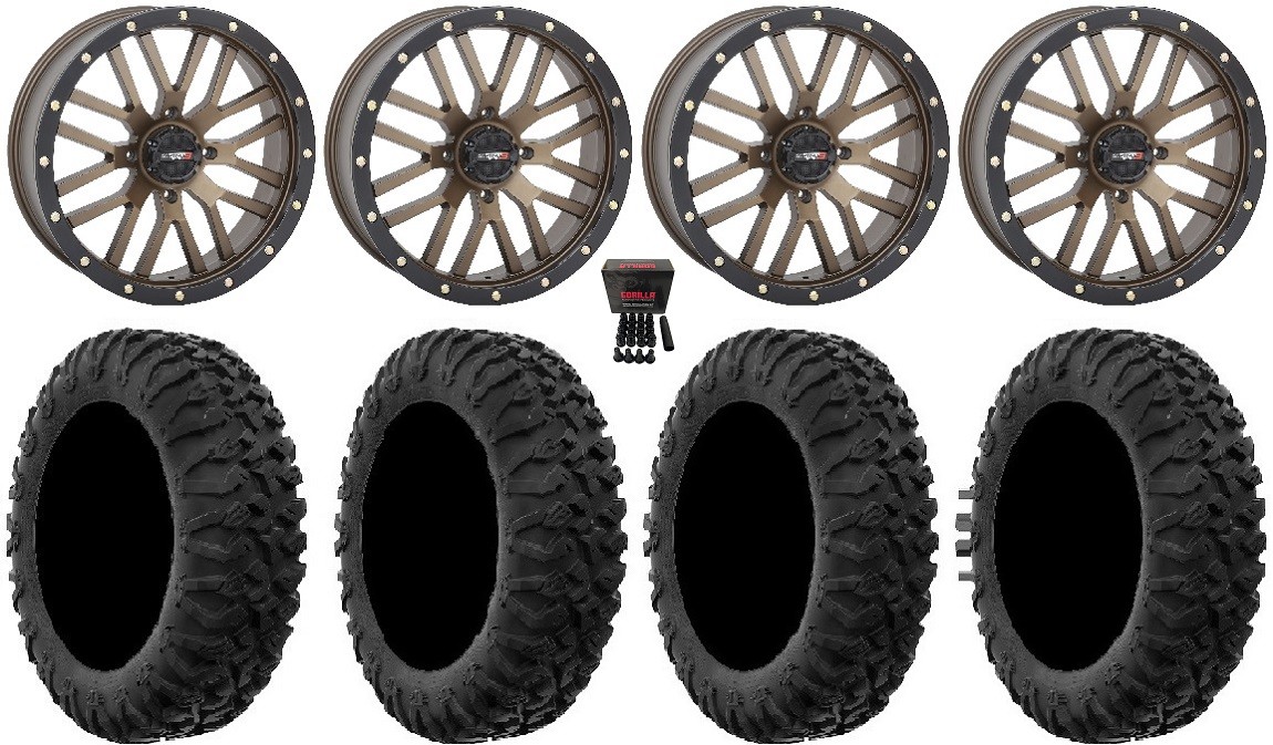 System 3 ST-3 Bronze 20″ Wheels 33″ MotoClaw Tires Can-Am Maverick X3