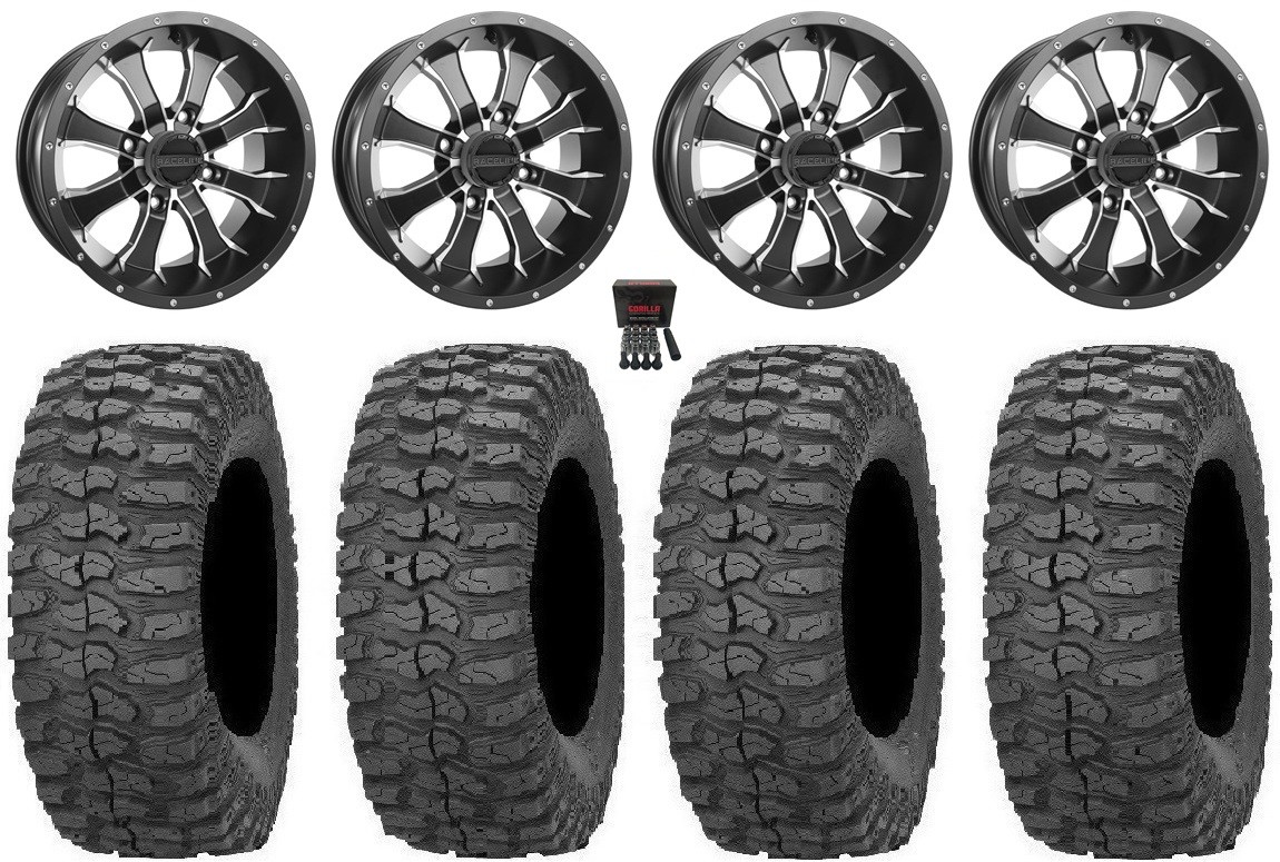 Raceline Mamba 14″ Wheels Black 28″ Rock-A-Billy Tires Commander Maverick