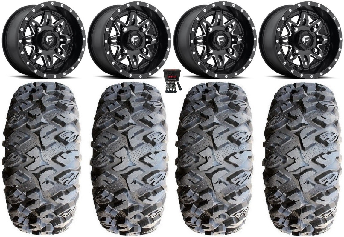 Fuel Lethal Black 15″ Wheels 31″ MotoClaw Tires Kawasaki Mule Pro FXT KRX /