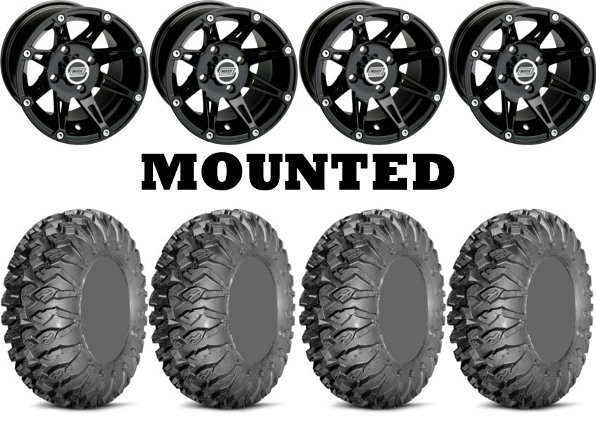 Kit 4 EFX MotoClaw Tires 26×9-12/26×11-12 on Moose 387X Black Wheels TER
