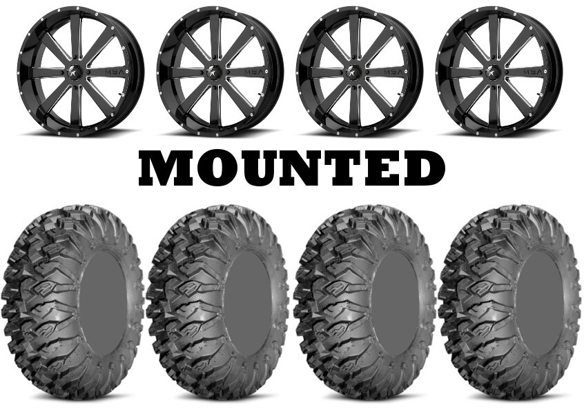 Kit 4 EFX MotoClaw Tires 33×10-18 on MSA M34 Flash Black Wheels HP1K