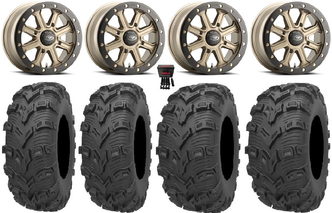 ITP Inertia Bdlk 14″ Wheels Br +40mm 28″ Bear Claw EVO Tires Polaris Sportsman