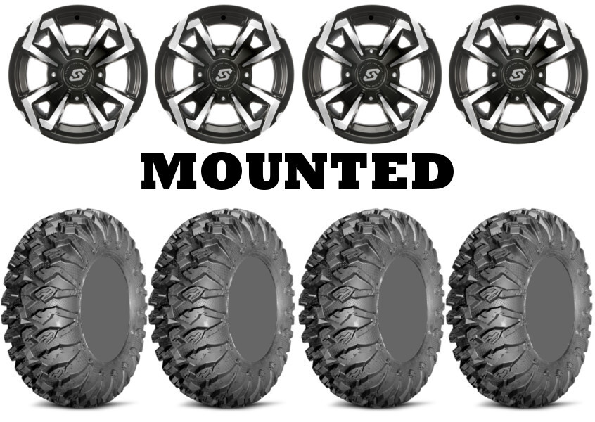 Kit 4 EFX MotoClaw Tires 27×10-14 on Sedona Riot Machined Wheels POL