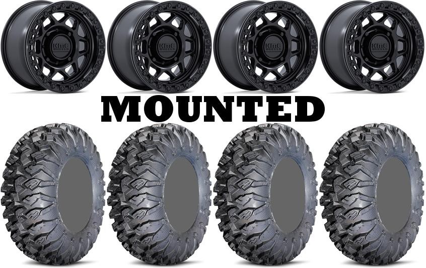 Kit 4 EFX MotoClaw Tires 28×9-15/28×11-15 on KMC Torx Beadlock Matte Black FXT