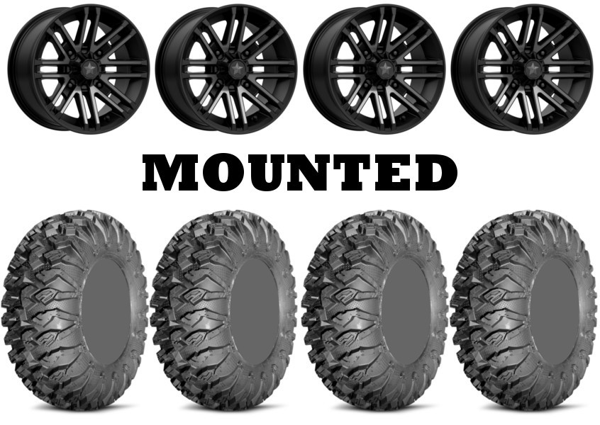 Kit 4 EFX MotoClaw Tires 32×10-16 on MSA M40 Rogue Machined Wheels TER