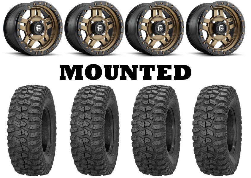 Kit 4 Sedona Rock-A-Billy Tires 28×10-14 on Fuel Anza Bronze D583 Wheels 1KXP